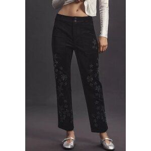 Pilcro the Wonderer Black Velvet Relaxed Leg Decorated Edition Pants 32Tall